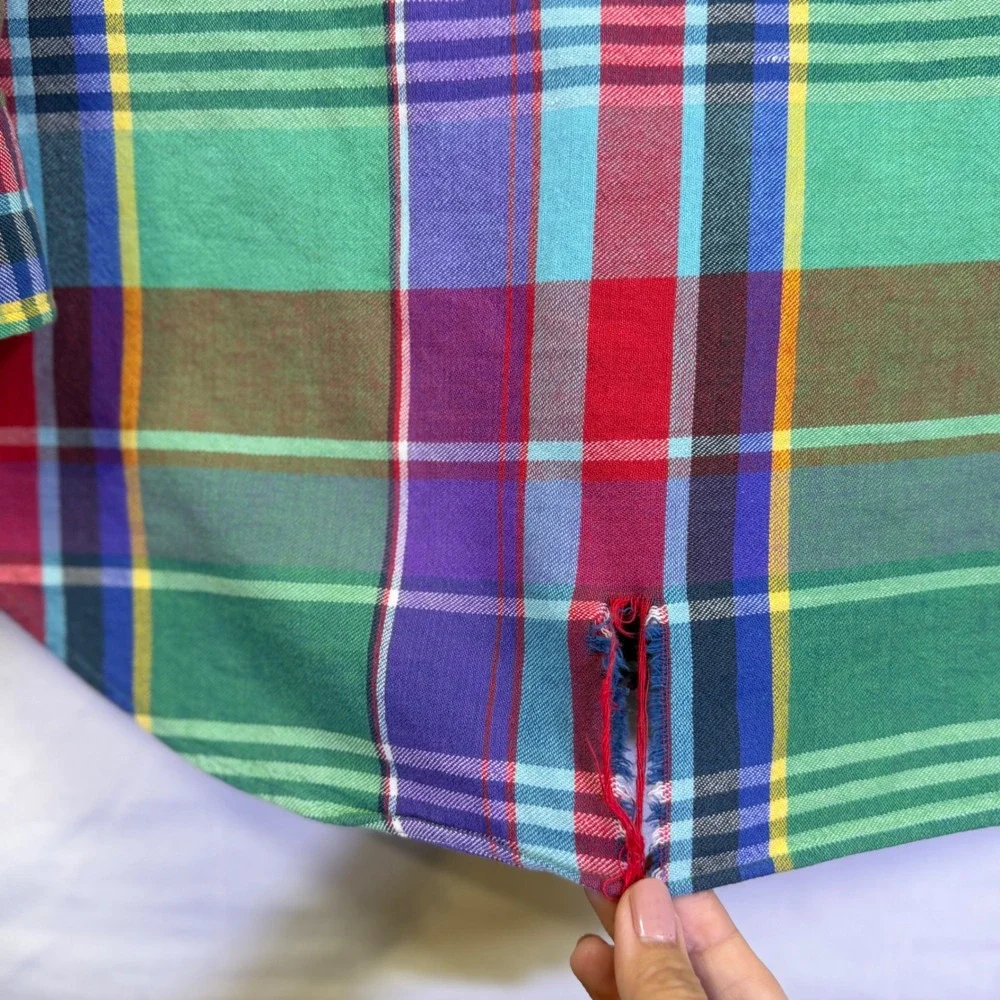 Polo Ralph Lauren Blake Mens XL Plaid Button Down Shirt Green Purple Multi Color